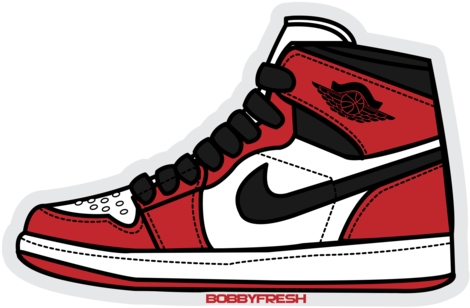 Jordan 1 Bred Sticker Bobby Fresh - Air Jordan 1 Sticker (480x360)
