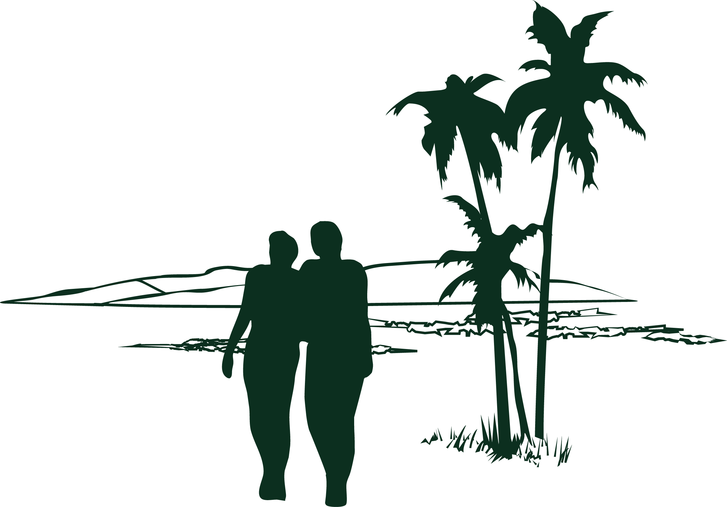 T-shirt Tree Coconut - Png Silhouette Summer (2334x1627)