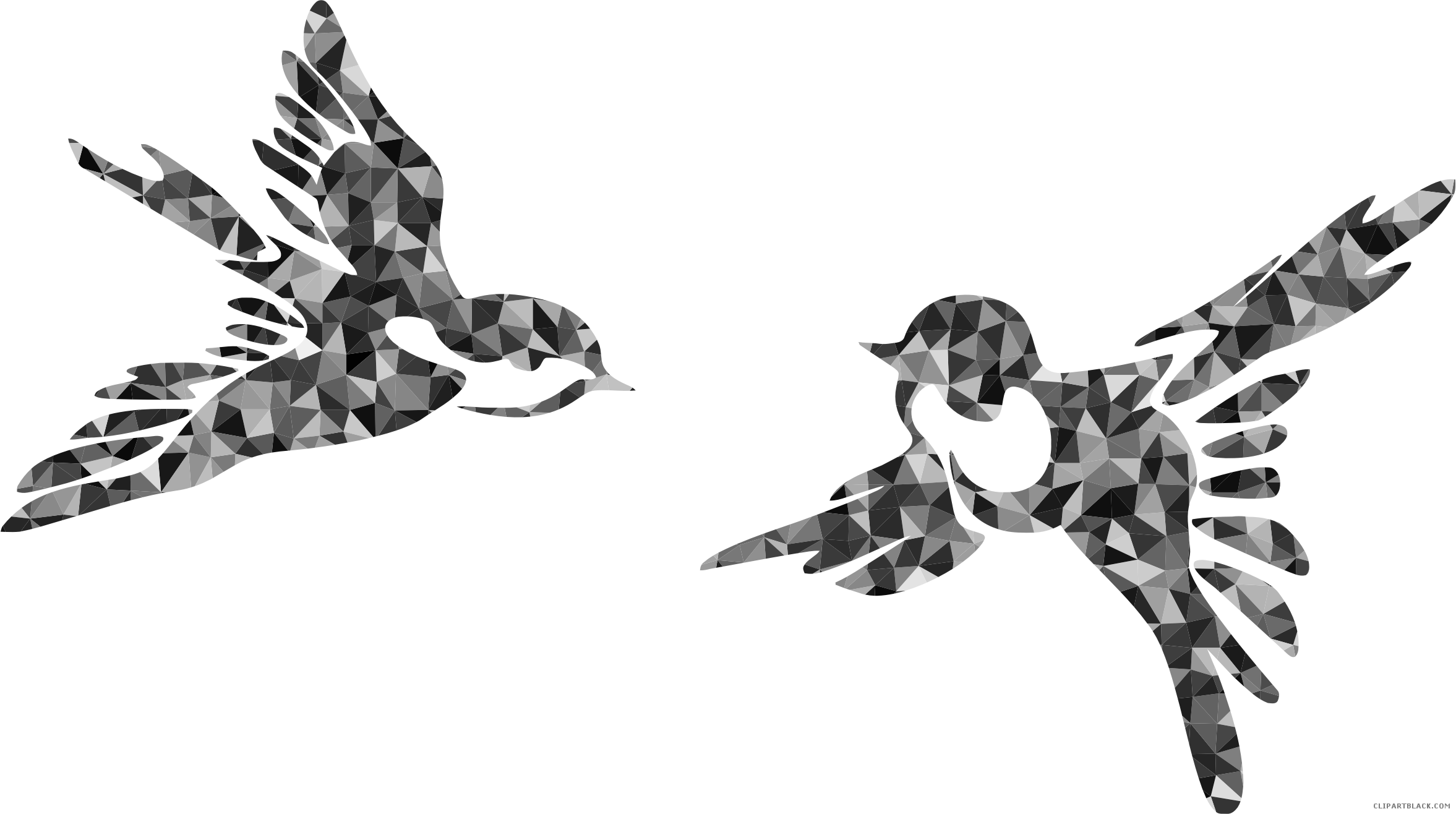 Bird Silhouette Animal Free Black White Clipart Images - Zwei Liebevögel Tischtennis Schläger (2354x1316)