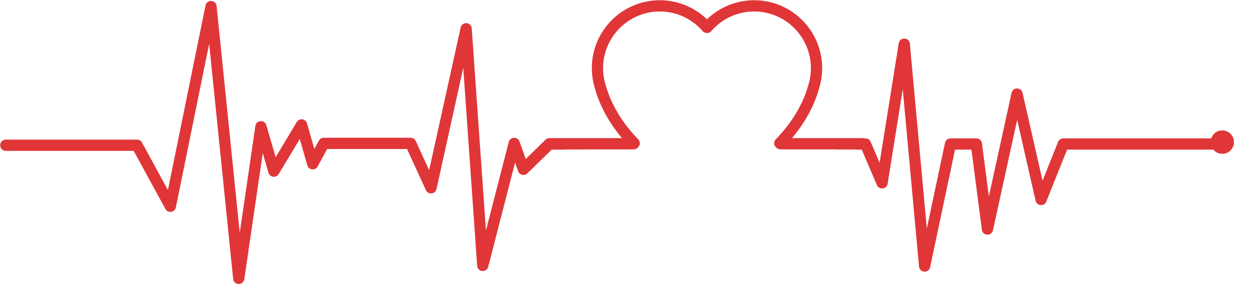 Chart Heart Rate Electrocardiography Red - Vector Graphics (2468x568)