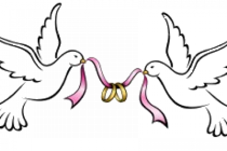 Dove And Heart Clip Art - Wedding Doves Clipart (450x300)