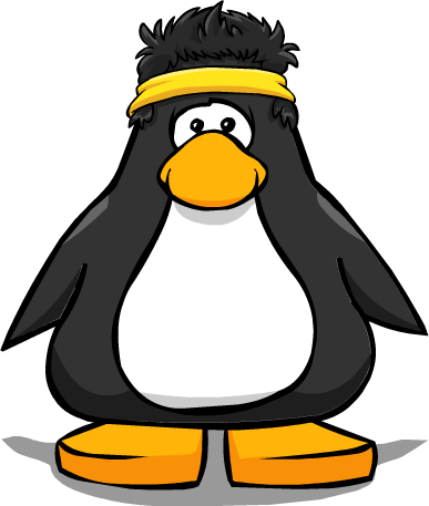 Yellow Sweat Band On Player Card - Club Penguin Tour Guide Hat (387x457)