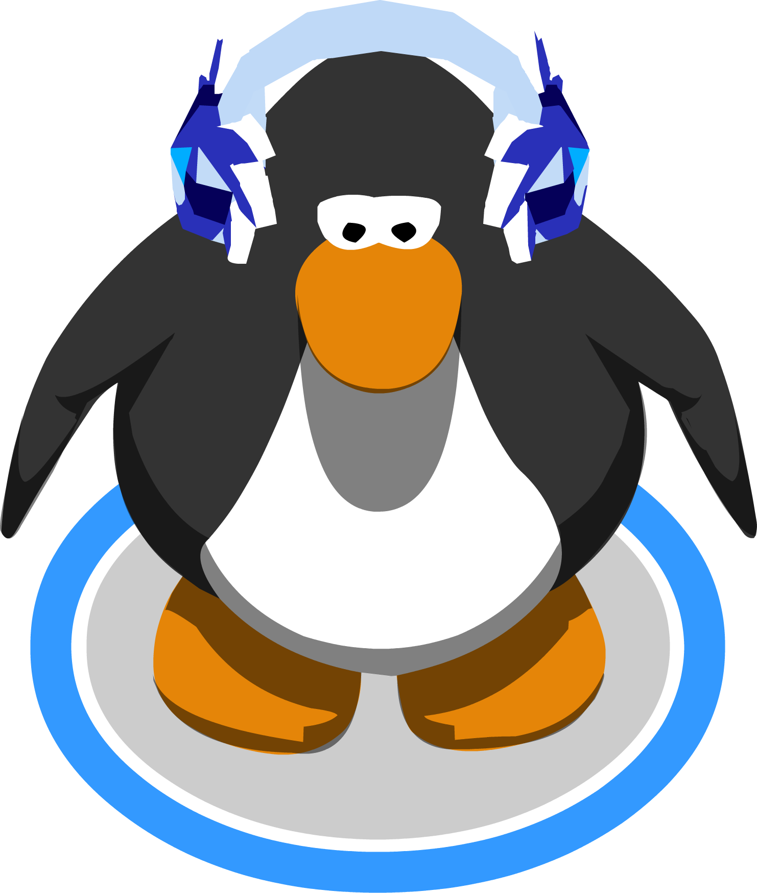 Crystal Puffle Earmuffs In-game - Club Penguin 3d Penguin (1482x1747)