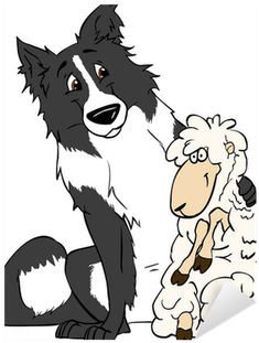 Border Collie And Sheep Are Friends Vector Illustration - Border Collie (400x400)