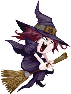 Pretty Witch On A Broom Clipart Halloween Funny Witches - Witch On A Broomstick (400x400)