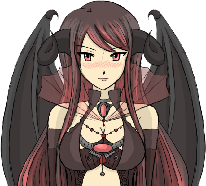 Anime Demon Girl With Brown Hair (689x600)