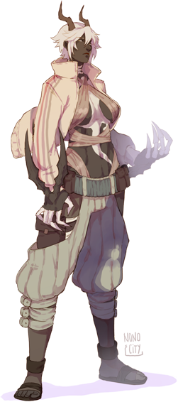 Demon Girl By Nodox - Drawing (251x566)