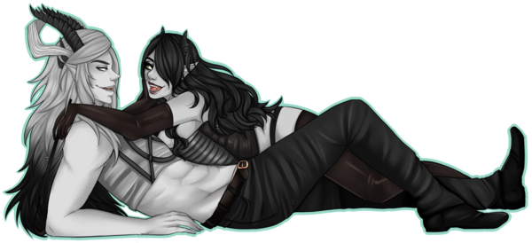 Sexy Demon Couple By Gekka Reijin On Deviantart Vampire - Art (600x274)
