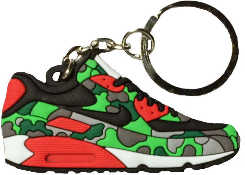Nike Green Black Red "atmos Duck Camo" Air Max 90 2d - Air Max 90 Qs 2d Rubber Keyring - Duck Camo - Green (1008x584)