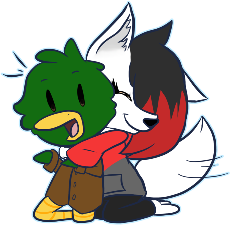 Hug The Duck By Luckynight48 - Cartoon (930x860)