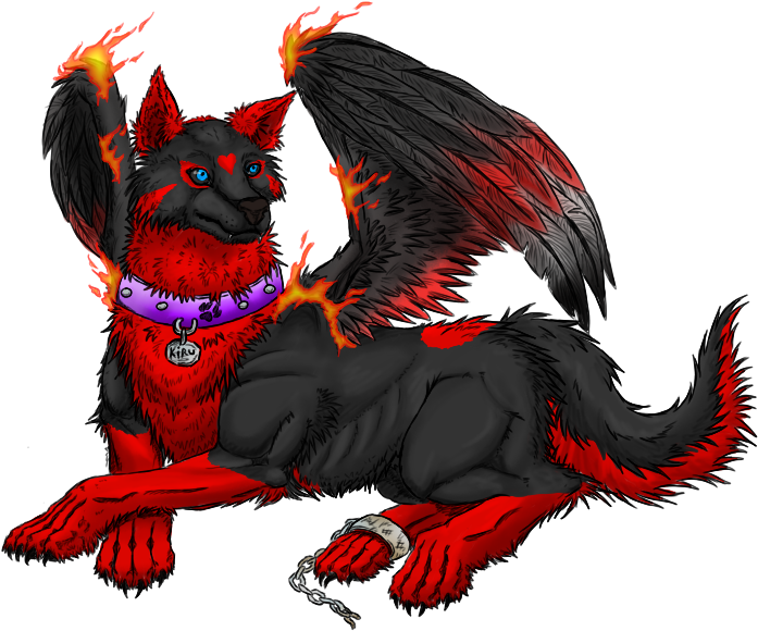 Demon Wolf With - Black And Red Wolf With Wings (700x600)