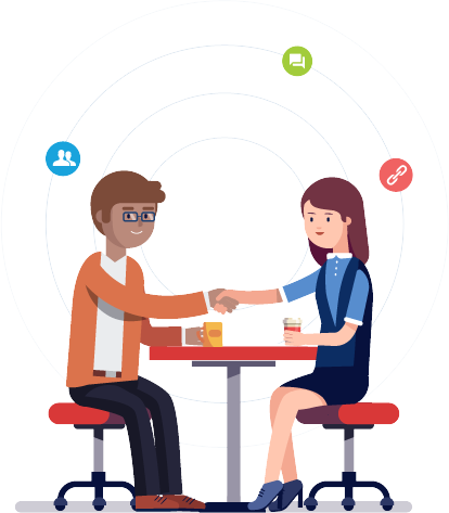 Two People Shaking Hands With Illustrations Of Wavelength - Closing A Deal Clipart (414x473)