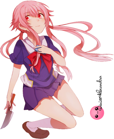 Kawaii Anime Wallpaper Titled ~kawaii♥ - Anime Yuno Gasai Render (385x500)