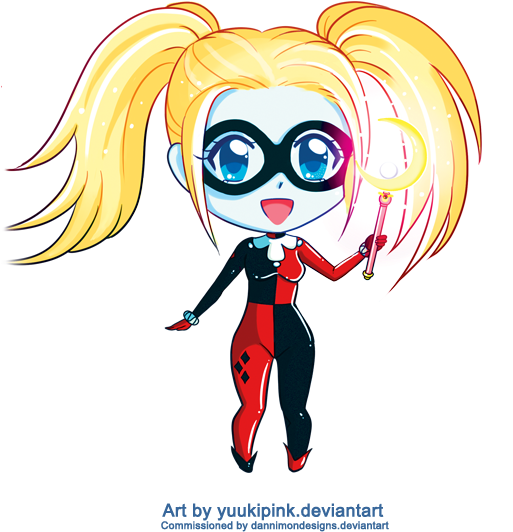 Harley Quinn Chibi By Yuukipink On Deviantart - Chibi Girl Harly Qween Drawing (537x680)