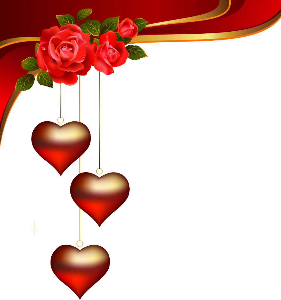 Decorative Hearts Pendants With Roses Element Png Clipart - Whatsapp Status Video Download (962x1024)