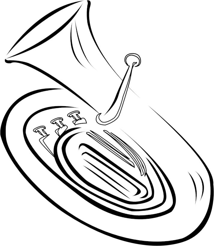 Tuba Clipart Free Clip Art Images - Cartoon Tuba Black And White (830x940)
