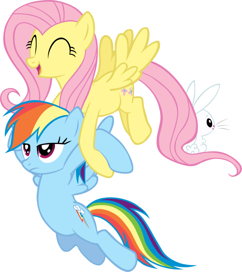 Fluttershy Carrying Rainbow Dash Vector By Scrimpeh - Fluttershy And Rainbow Dash Cute (843x947)