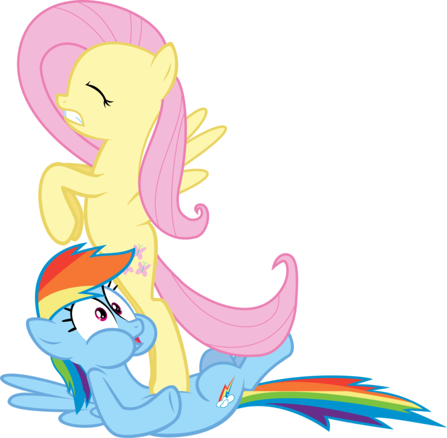 Fluttershy And Rainbow Dash Anime - Rainbow Dash Vs Fluttershy (902x885)