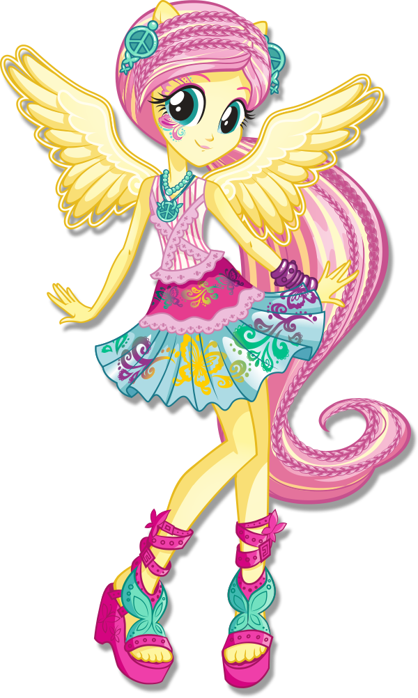 Fluttershy Rainbow Rocks Character Bio Art 2 - My Little Pony Equestria Girls Rainbow Rocks Fluttershy (600x1003)