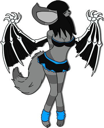 Demon Wolf Bat ^^ Link To Free Line Art - Furry Bat Girl (500x489)