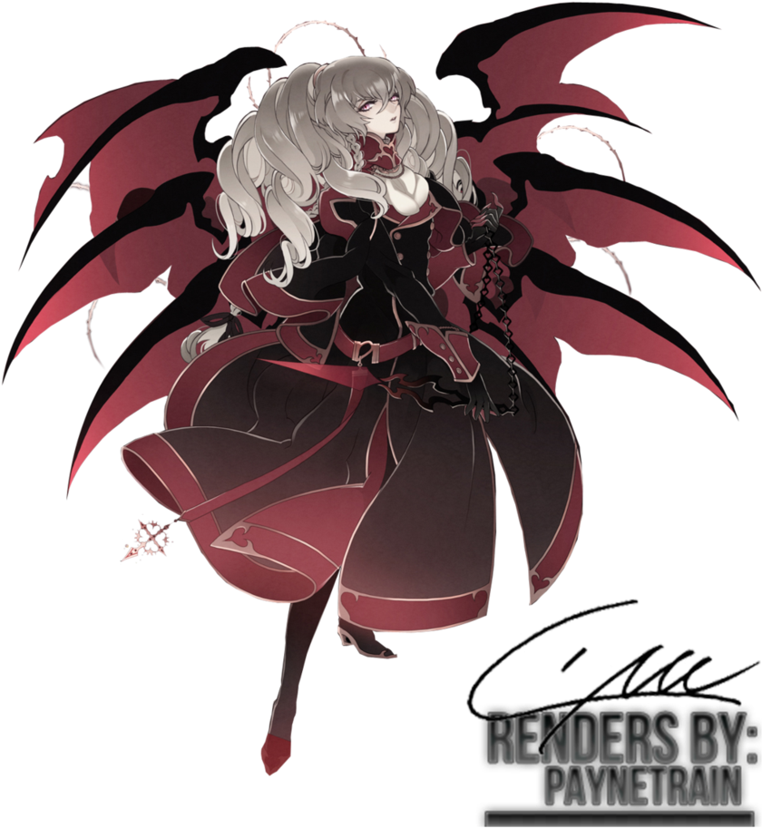 Demon Angel Wing Tattoo - Demon Anime Girl Render (845x946)