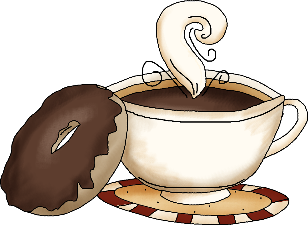 Dunkin Donuts Clipart Coffee Cup - Coffee And Donuts Clipart (1350x990)