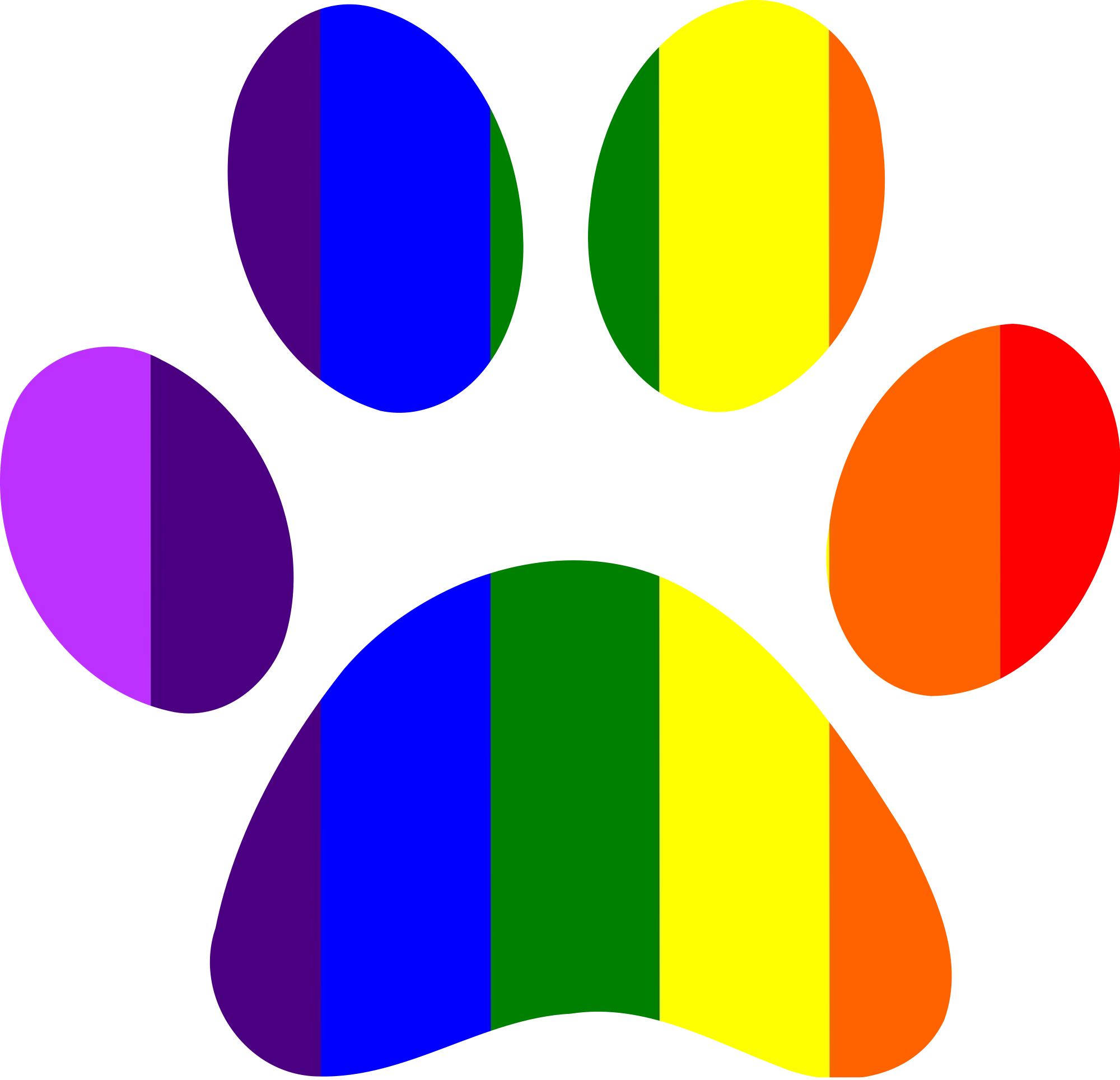 A Rainbowpaw - Rainbow Paw Print Clipart (2000x1928)