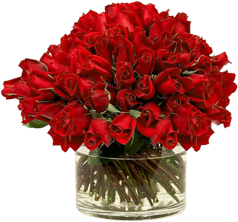 Transparent Red Roses In Vase - Red Flowers In Vase Transparent (827x803)