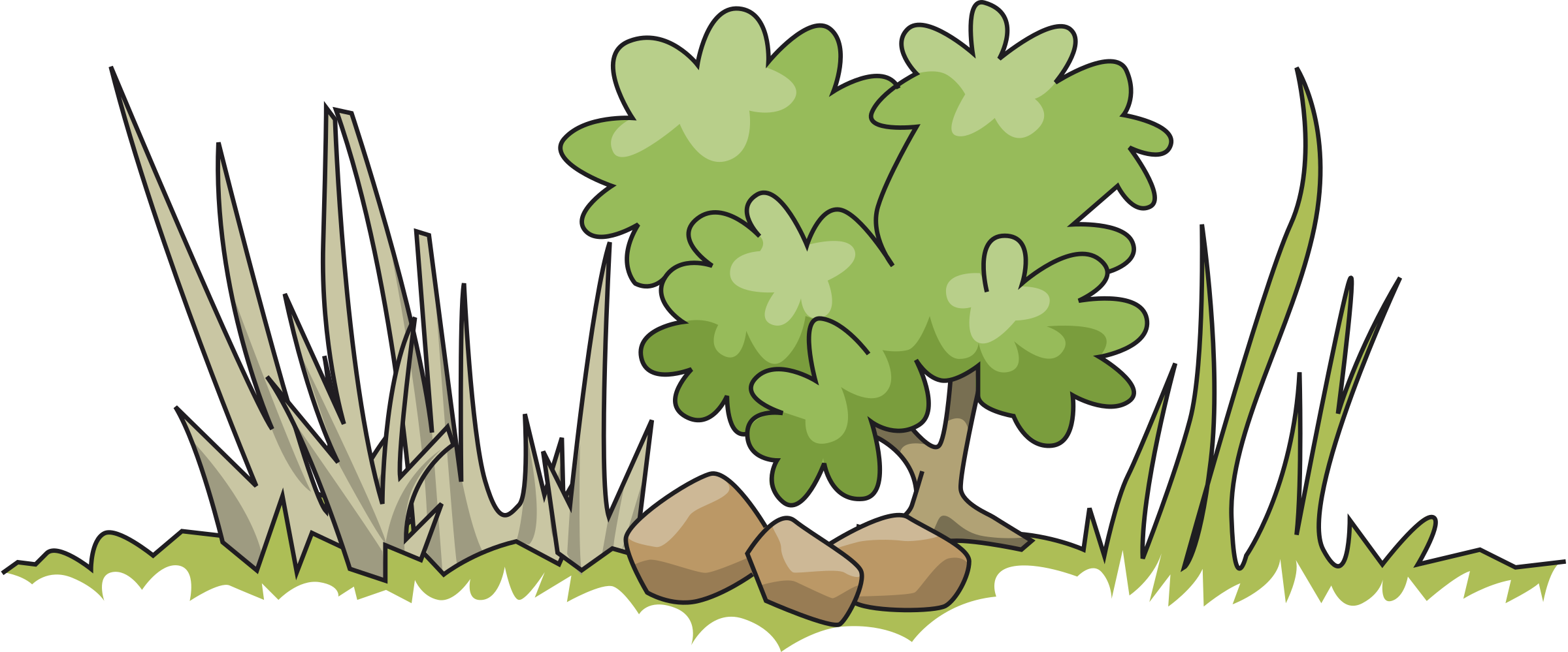 Free Bush Clip Art - Shrubs And Bushes Clipart - (2400x999) Png Clipart ...