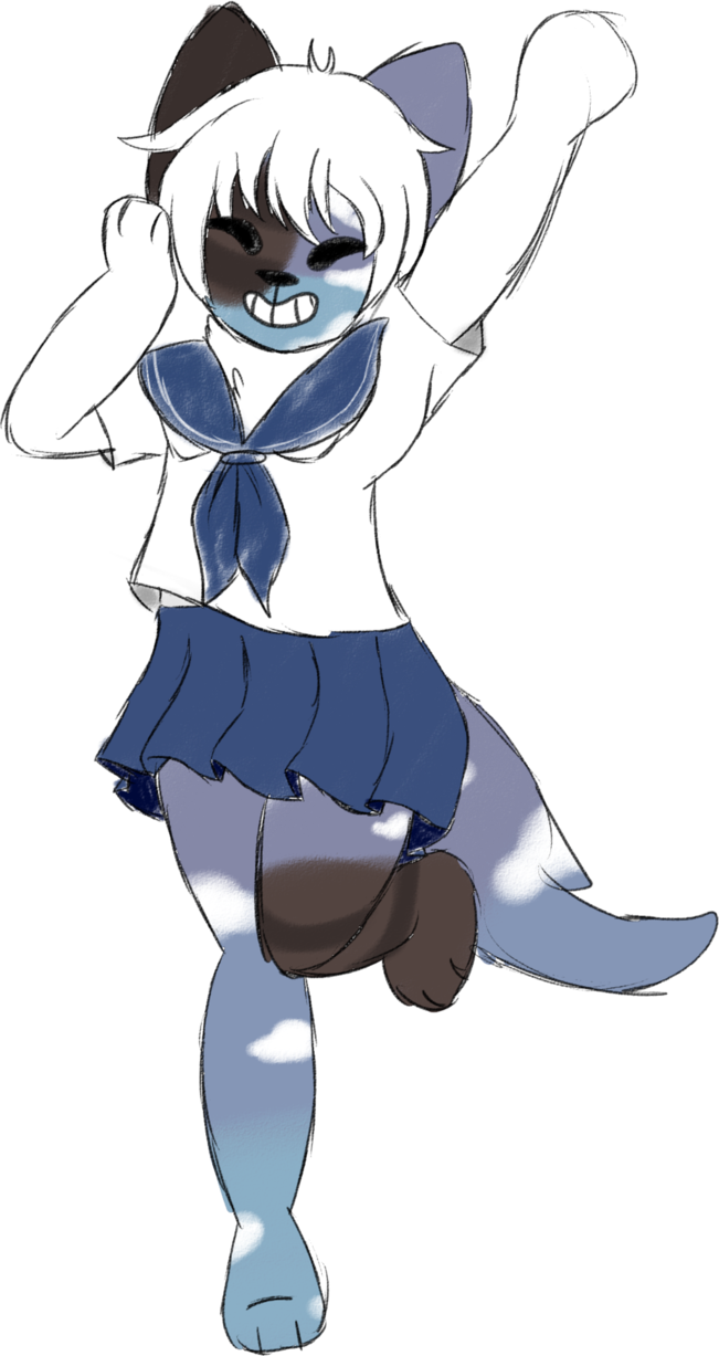 School Gurl Skai Sketch By Nawnii - Cartoon (651x1227)