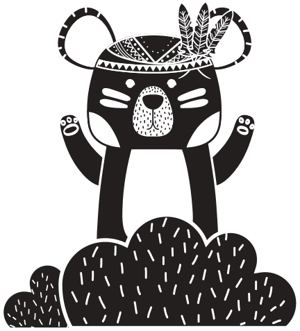 Silhouette Ethnic Bear Animal In Back Of Bushes Plant - Vector Graphics (550x550)