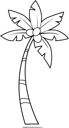 Coconut Tree Clipart Black And White - White Palm Tree Clip Art (288x531)