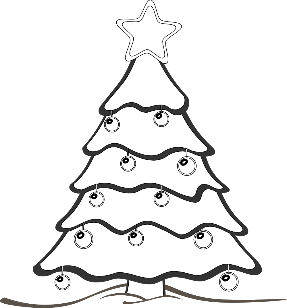 Xmas Tree Clipart Black And White - Draw A Christmas Tree (999x1072)