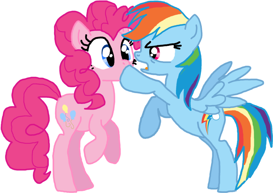 My Little Pony Rainbow Dash And Pinkie Pie Kiss - Pinkie Pie (900x675)