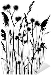 Vector Silhouette Of Grass Blades With Bur Sticker - Photography (400x400)