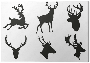 Vector Illustration Of Collection Of Deers Silhouette - Luxury Women's Lady Xmas Party Wear Print Stitching (400x400)