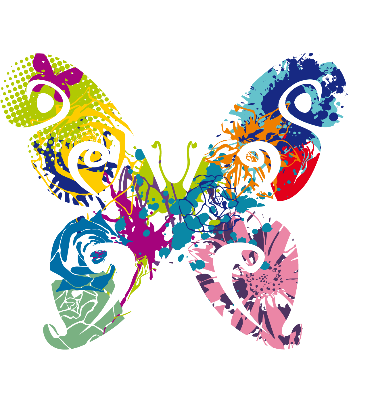 Abstract Butterfly Vector Graphic - Colorful Butterfly Throw Blanket (1400x1400)