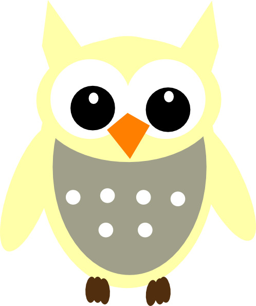 Yellow Gray Owl Clip Art - Grey And Yellow Owl (498x595)