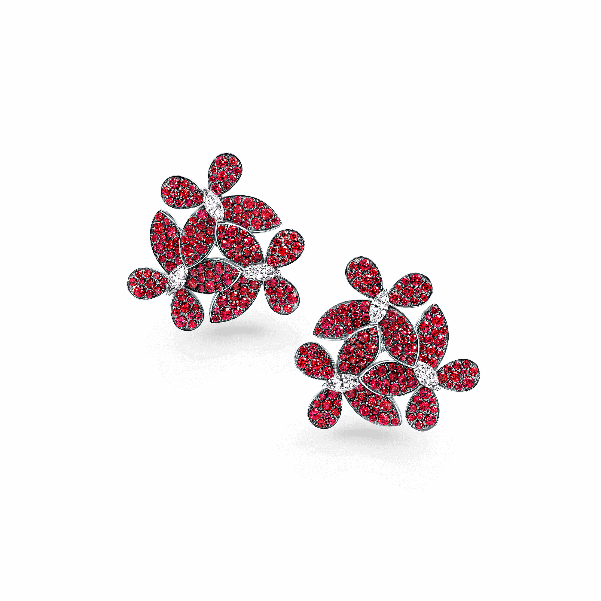 A Pair Of Graff Triple Pavé Butterfly Cluster Earrings - Ruby (2000x2000)