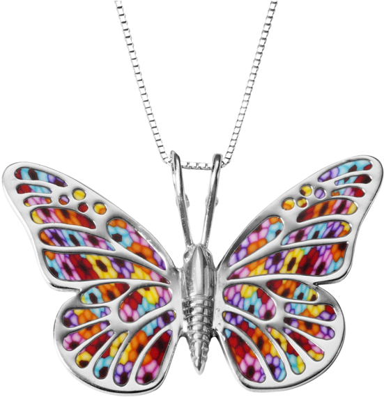 Butterfly Necklace 925 Silver Handmade Polymer Clay - Handmade Jewellery (570x570)