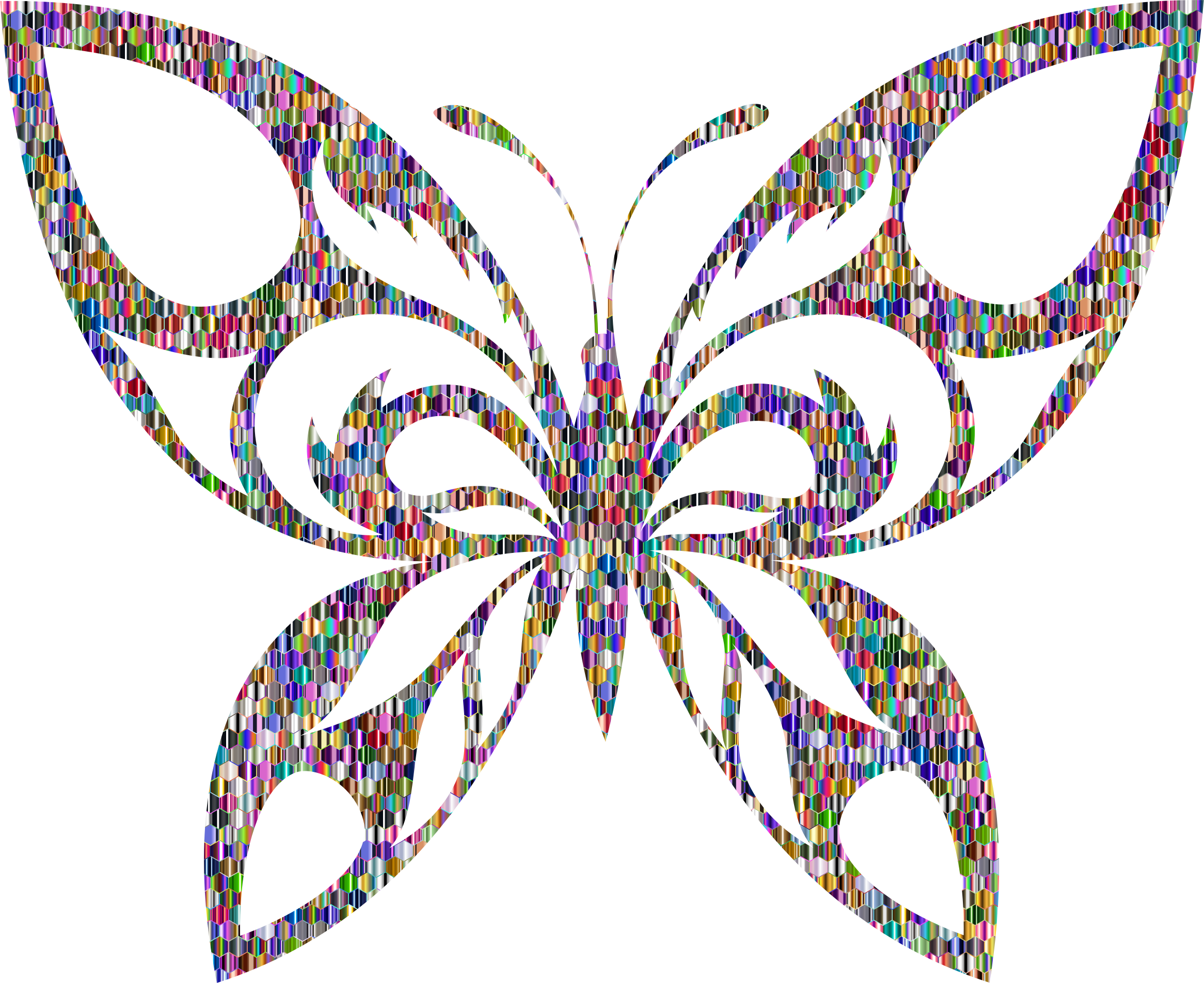 Iridescent Scales Tribal Butterfly Silhouette - Butterfly Silhouette (2332x1904)