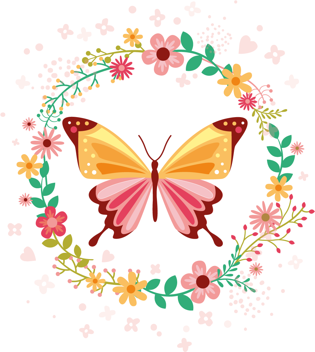 Beautiful Butterfly And Garland Vector - Beautiful Butterfly And Garland Vector (1500x1500)