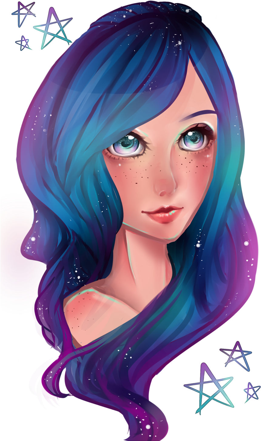 Galaxy Girl By Tea Of Love-d6ceeqo - Girl Anime Galaxy Hair (1024x1536)