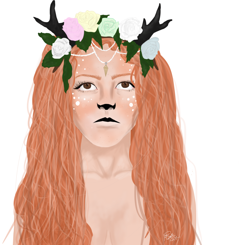 By Kingparkz Flower Crown Fawn Girl - Flower Crown Girl Png (1024x1024)