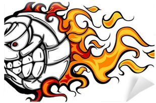 Volleyball Ball Flaming Face Vector Image Wall Mural - Softball Ball (400x400)