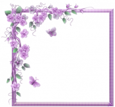 Purple Butterfly Border Clip Art - Flower Vine Corner Border (400x371)