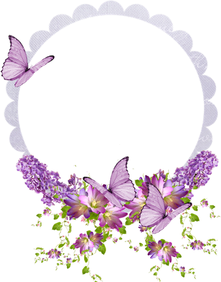 A Little Lavender And Butterflies With Frame - Purple Vintage Frame Png (595x595)
