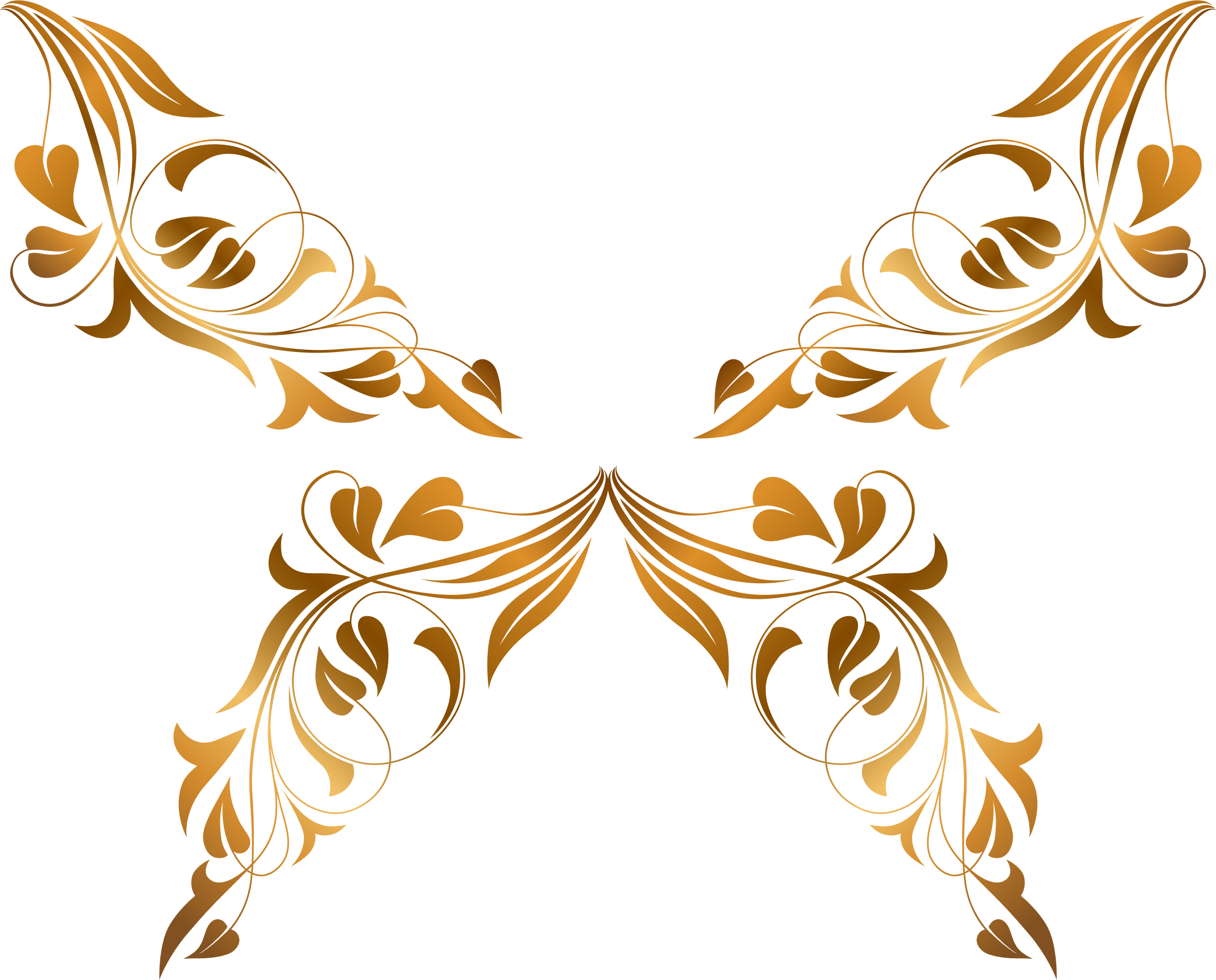 Big Image - Clipart Flowers And Butterflies Gold (2286x1843)