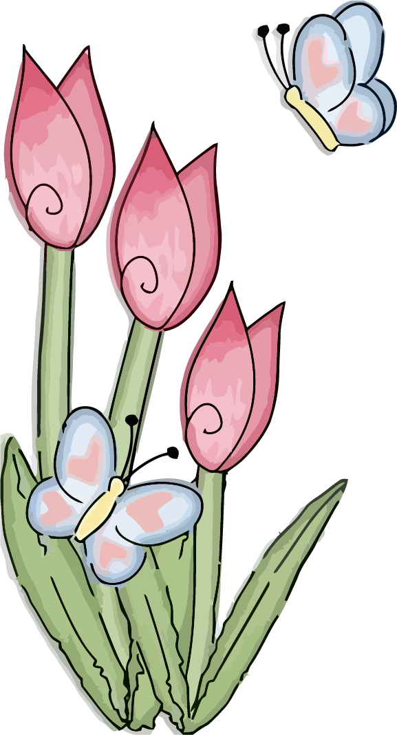 Flower Butterfly Clipart Free Downl - Flower With Butterfly Clipart (577x1068)