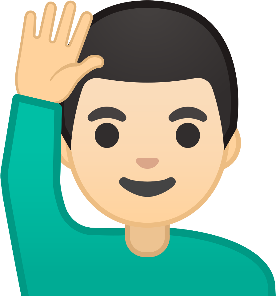 Man Raising Hand Light Skin Tone Icon - Emoji Man Raising Hand Light Skin (1024x1024)